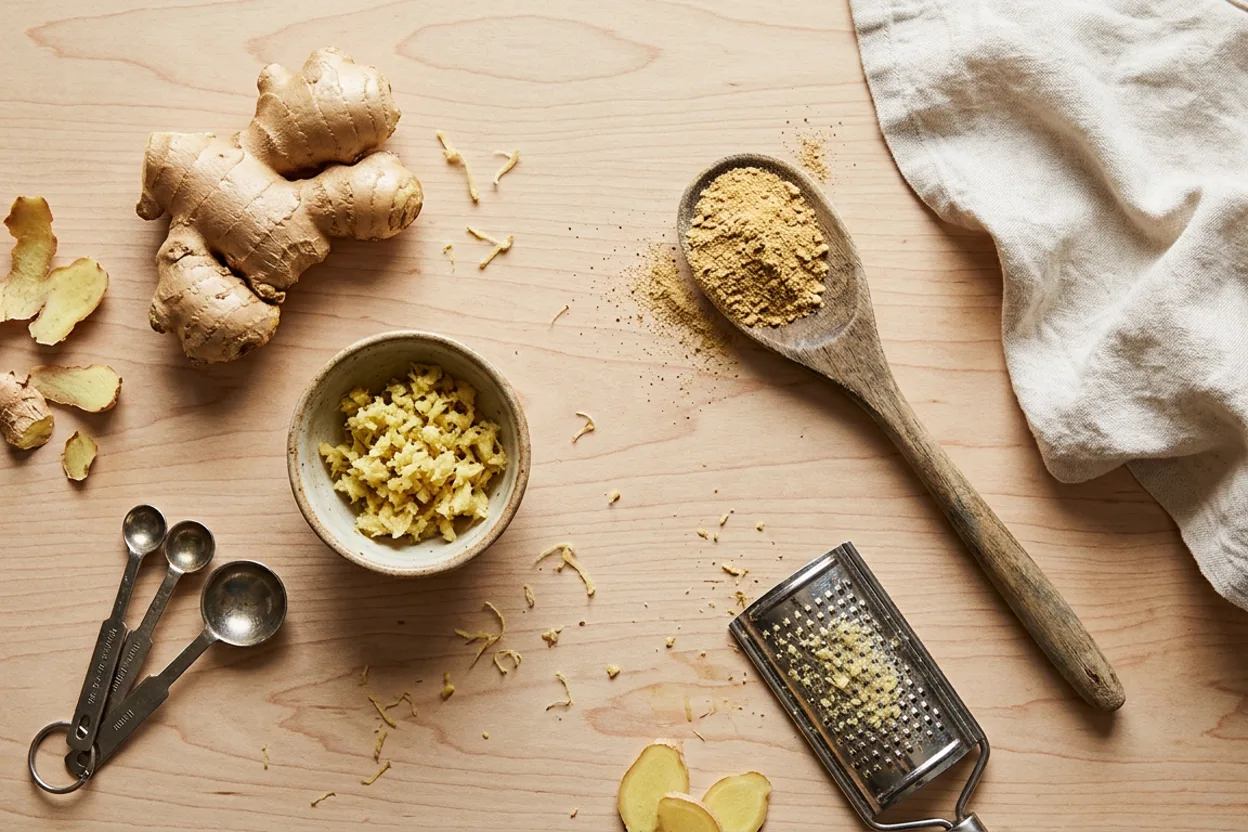 Equivalencias de jengibre: fresco, en polvo y confitado en recetas