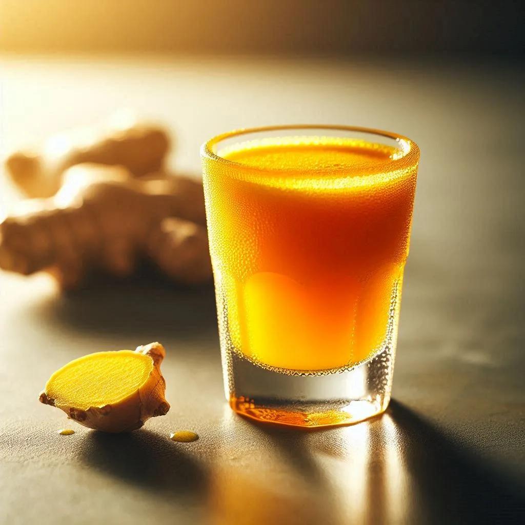 Shot matutino de jengibre, limón y cúrcuma