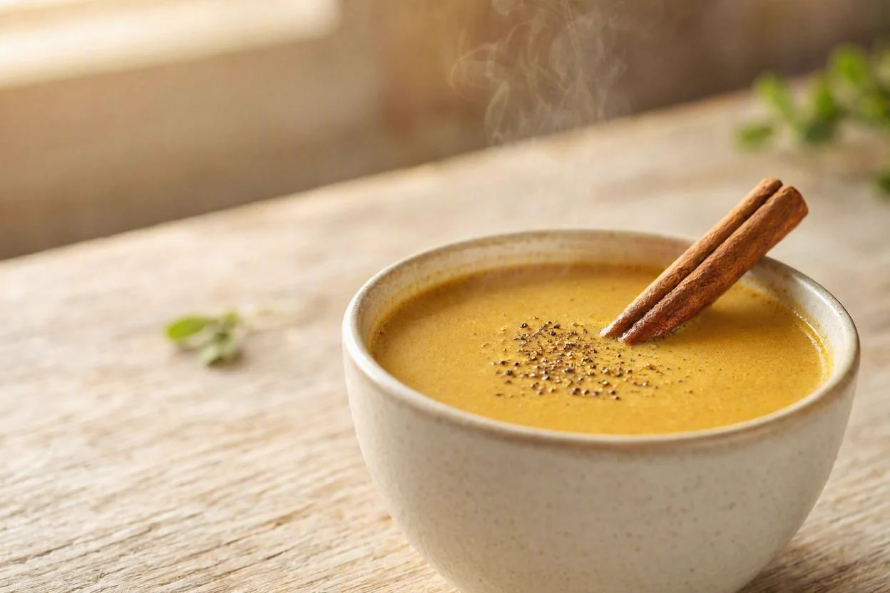 Leche dorada de jengibre y cúrcuma: receta casera (golden milk)