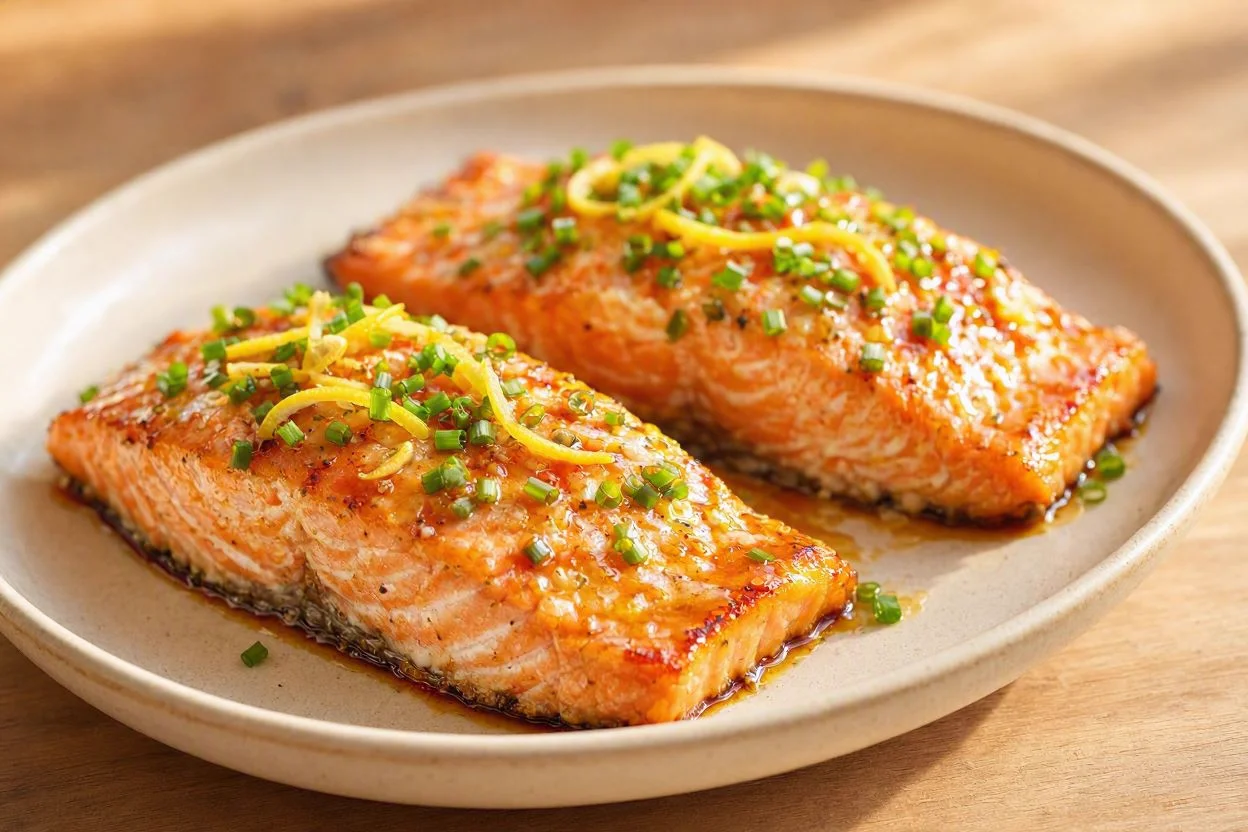 Salmón al horno con jengibre y soja
